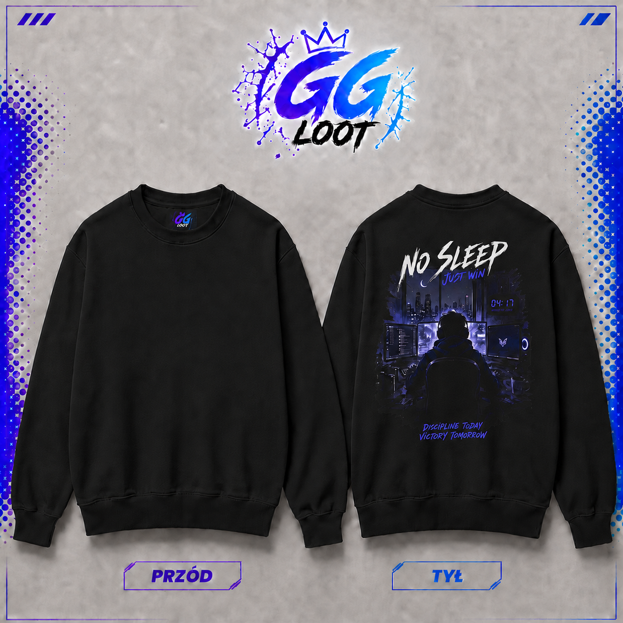 Bluza "No Sleep, Just Win" (Tył)