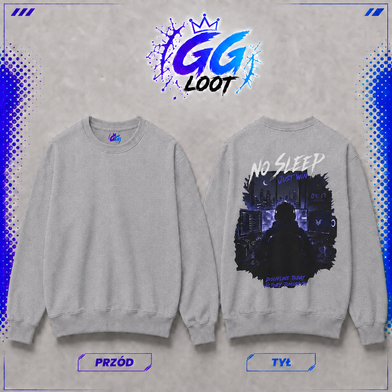 Bluza "No Sleep, Just Win" (Tył)