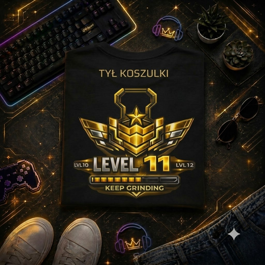Koszulka - LVL 11 ,,Keep Grinding’’ (Tył)