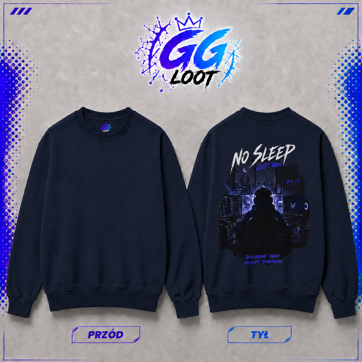 Bluza "No Sleep, Just Win" (Tył)
